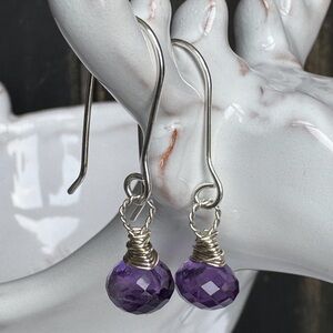 Amethyst Onion Drop Earrings 925SS